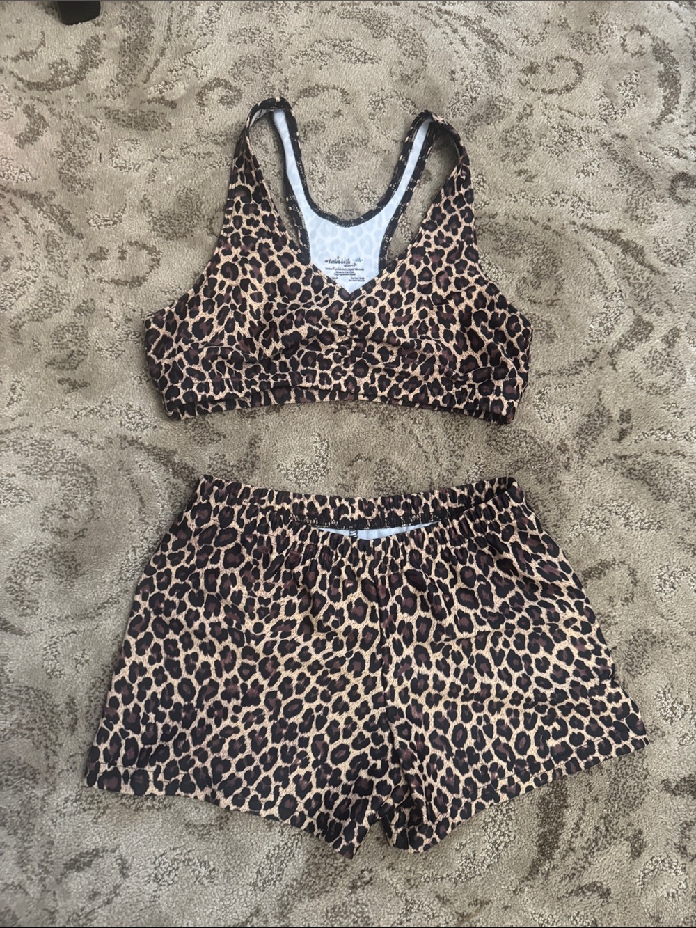 Leopard Print Active Set - Sports Bra & Shorts
